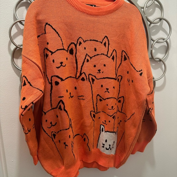 Orange Cat Pattern Sweater - Picture 7 of 7